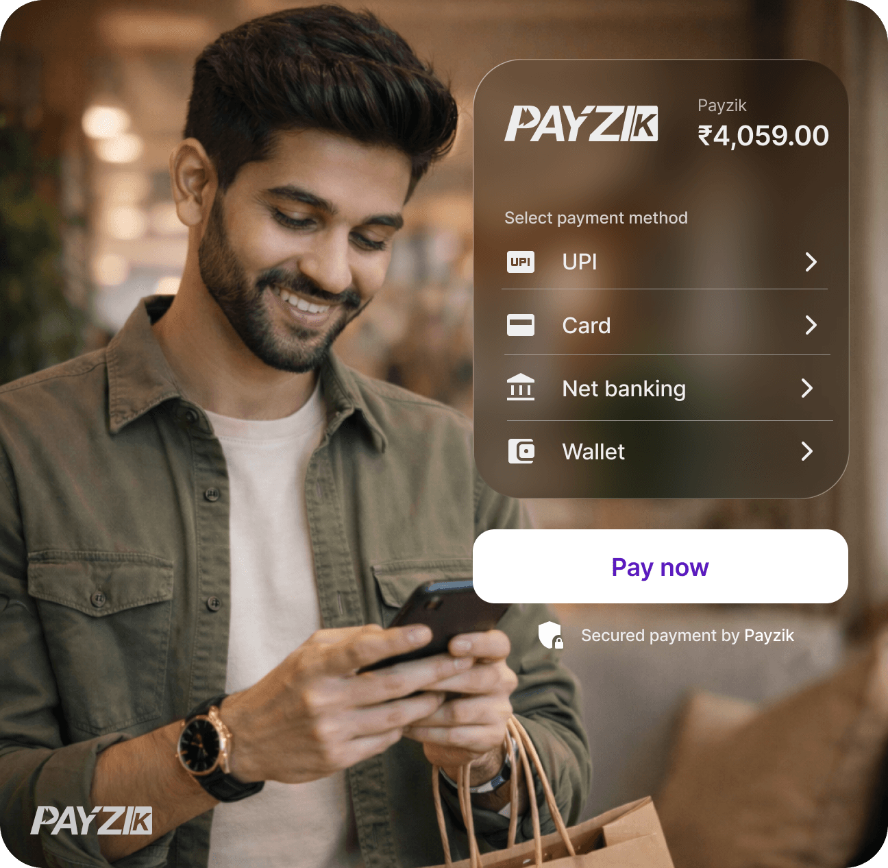 Man using phone for payment